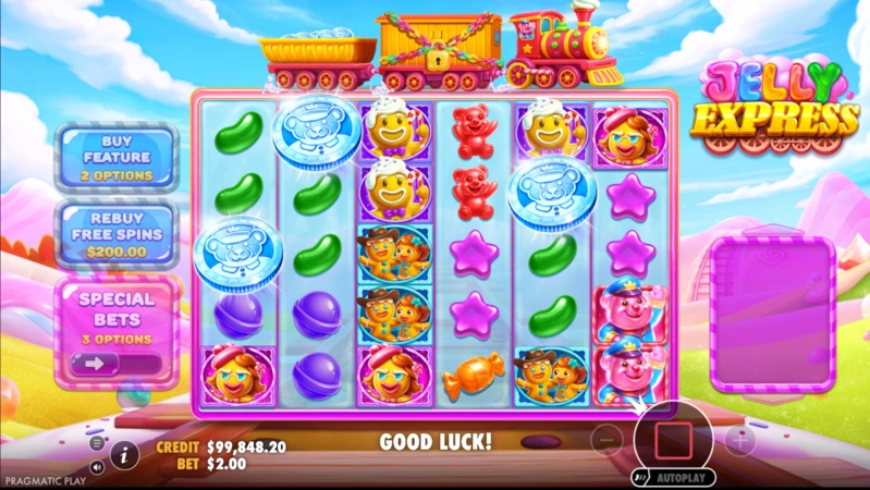 Jelly Express coin scatter symbols triggering the free spins bonus