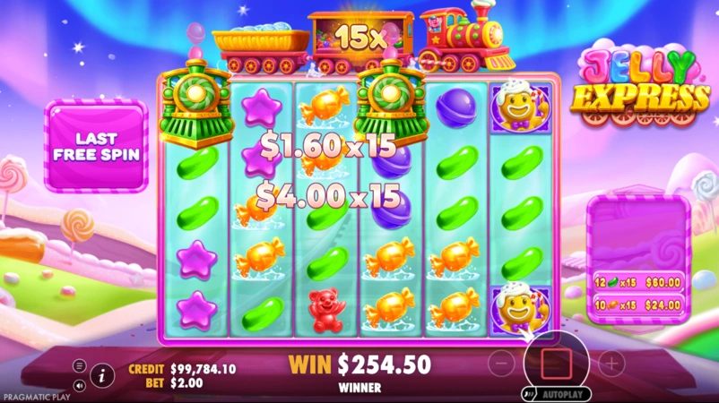 Jelly Express demo play screen before real-money casino play