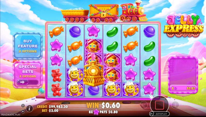 Jelly Express train wild multiplier symbol on the game grid